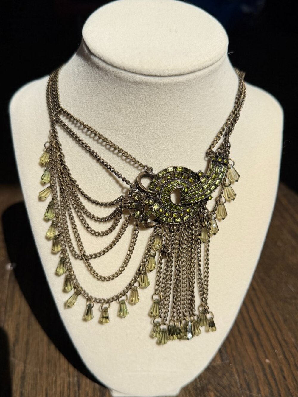 Plunder Design "Tatum" Green & Bronze Bib Statement Necklace & Earring Set